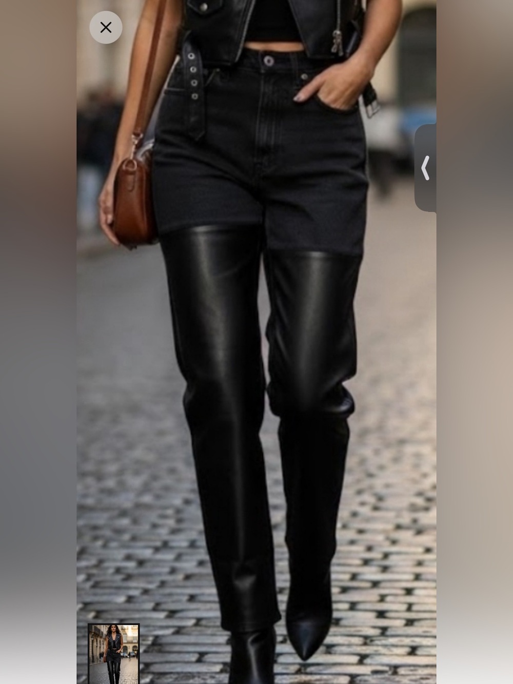 Abercrombie & Fitch Black High-Waist Jeans with Faux-Leather Panels